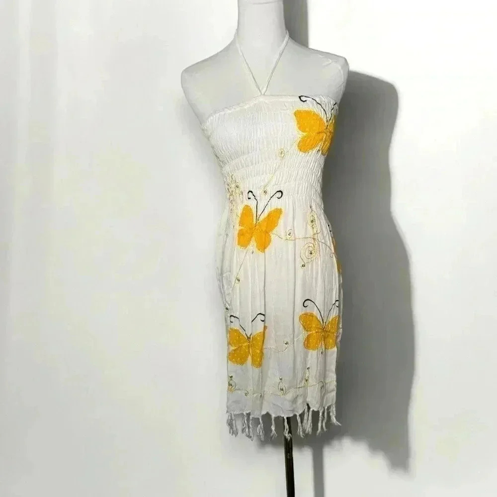 Vintage Y2K butterfly dress S/M Fairycore boho  tropical
